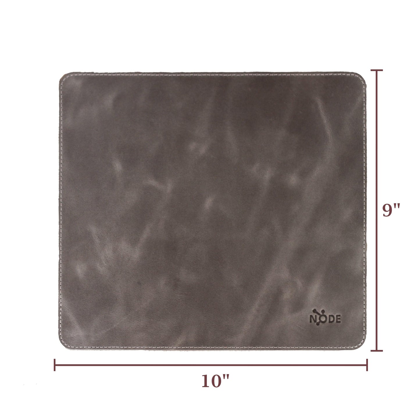 Node Leather | Genuine Leather Mouse Pad for Office & Home – Non-Slip Premium Leather Mouse Mat – Handmade, 9" X 10" Size, Cloudy Light Gray