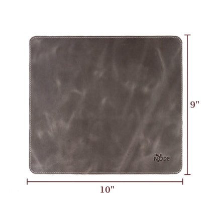 Node Leather | Genuine Leather Mouse Pad for Office & Home – Non-Slip Premium Leather Mouse Mat – Handmade, 9" X 10" Size, Cloudy Light Gray