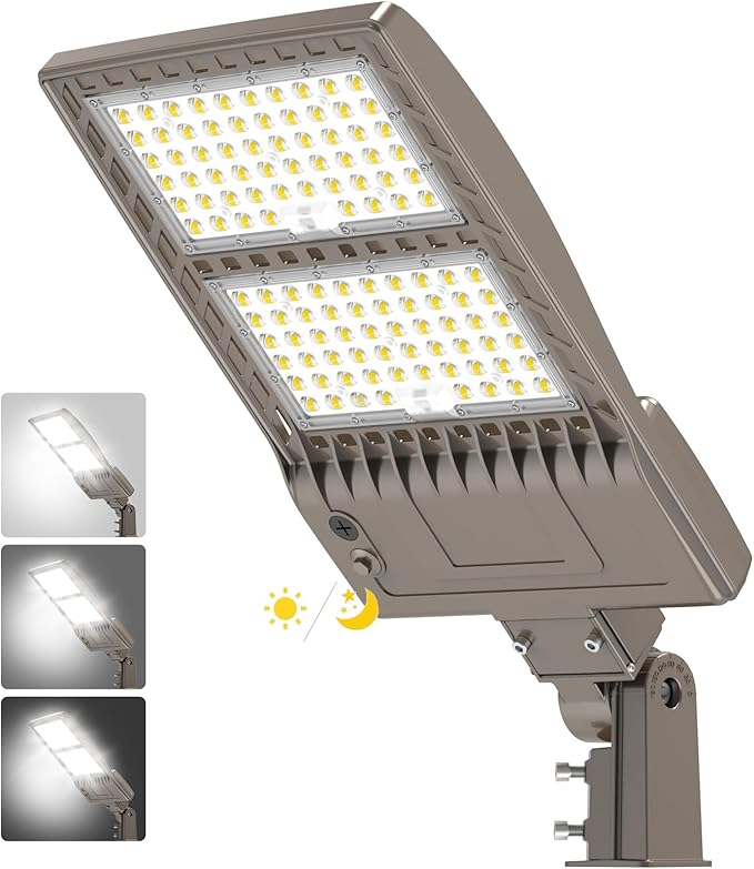 BBESTLED 480V 400W 320W 240W LED Parking lot Light with Dusk to Dawn Photocell, Pole Mount 56000LM IP65 5000K 277-480VAC Input, 400 Watt LED Flood Light, Outdoor Commercial Parking Shoebox Lights
