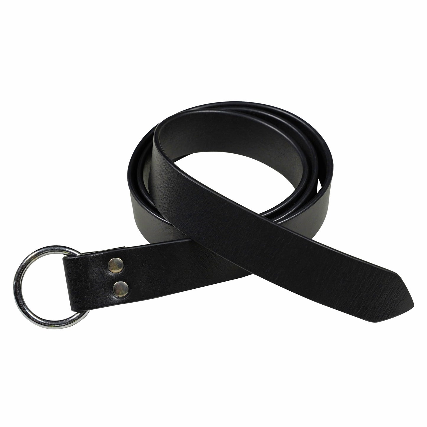 Mythrojan Medieval O Ring Belt Viking Leather Belt with 100% Genuine Leather for Medieval Events, LARP, Renaissance, Ren Faire, Costume Parties - Black, 60 Inches