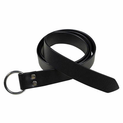 Mythrojan Medieval O Ring Belt Viking Leather Belt with 100% Genuine Leather for Medieval Events, LARP, Renaissance, Ren Faire, Costume Parties - Black, 60 Inches