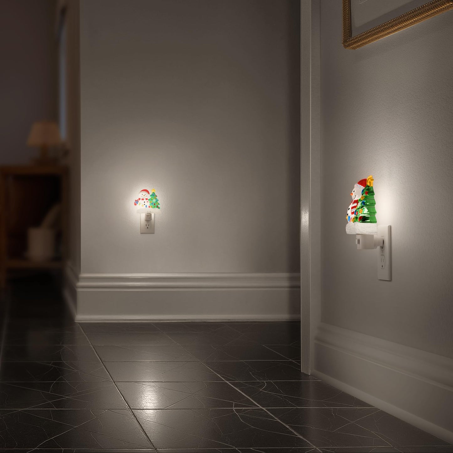 Briignite Snowman Christmas Tree Night Light[2 Pack], 5000K Night Lights Plug into Wall, Christmas Tree Cute Night Light for Kids, Plug in Nightlight with 360° Rotatable for Christmas Decor Party
