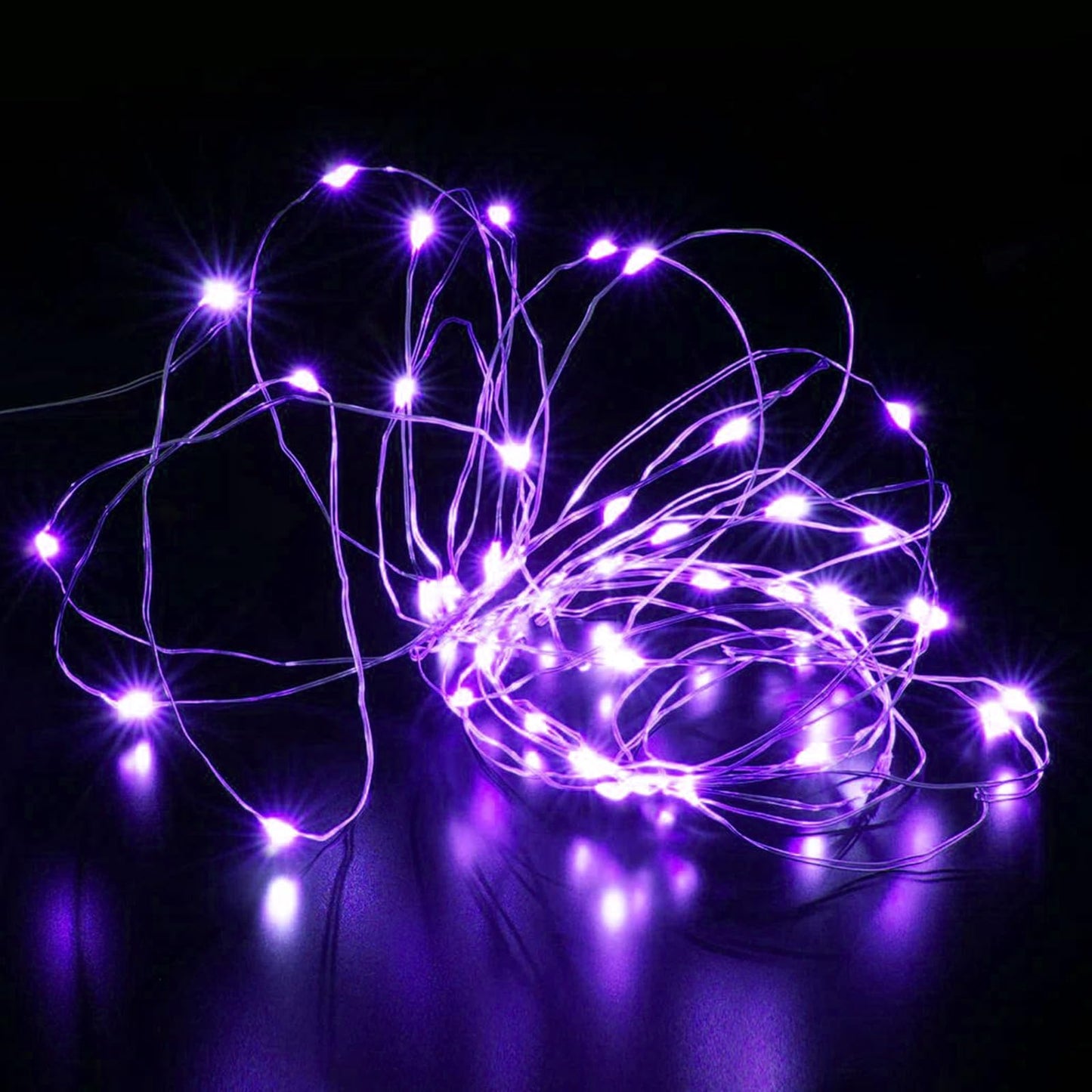 Aogist 2-Pack 16FT Fairy Lights with Spool,Ultra-Bright 50 LEDs Battery Operated Copper Wire String Light for Bedroom Christmas Wedding Centerpiece Parties Decoration,Purple