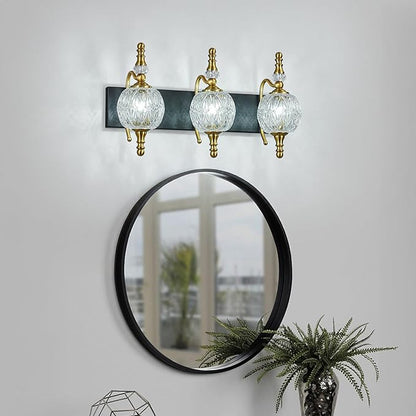 Modern Crystal Bathroom Vanity Lights Fixtures Over Mirror Black Gold Vintage 3-Lights 20 Inch Bathroom Light Fixtures Glass Crystal Vanity Lights