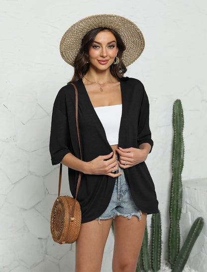 Lightweight Women's Summer Kimono Cardigan - Short Sleeve Beach Cover-Up