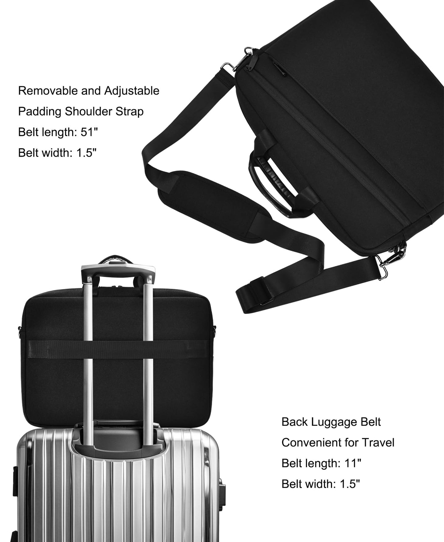 natyrlpog 15.6 Inch Business Laptop Bag for Men & Women, Waterproof Polyester Briefcase for Work, Commute, Travel (black)