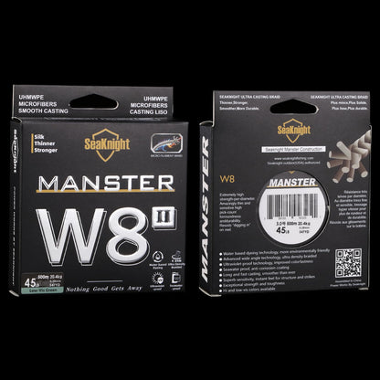 SeaKnight MANSTER W8 II 8 Strand Braided Fishing Line -Super Strong, Abrasion Resistant, No Stretch Braided Line-15LB to 100LB Test for Saltwater and Freshwater Fishing Line Braid