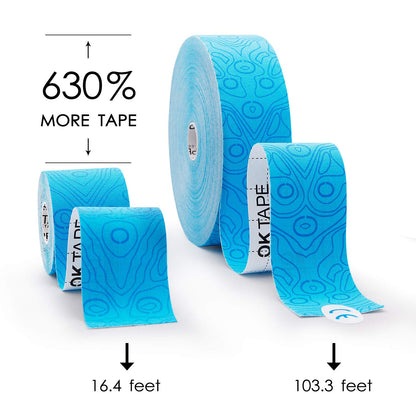 (2in X 103 Feet) OK TAPE PRO Bulk Kinesiology Tape, Original Elastic Latex Free Kinesiology Therapeutic Tape, Free Cut Printed, Black+White