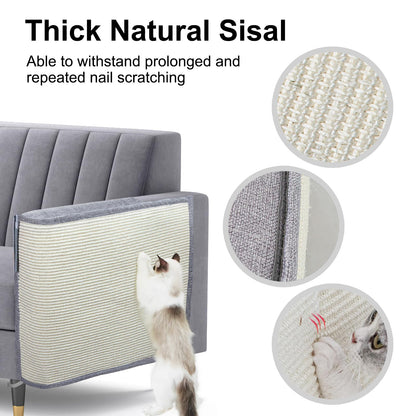 Upgraded Cat Scratch Furniture Protector,Cat Scratch Sofa Arm Sheild with Large Size Natural Sisal for Protecting Couch Sofa Chair Furniture (Light Grey, Left Hand)
