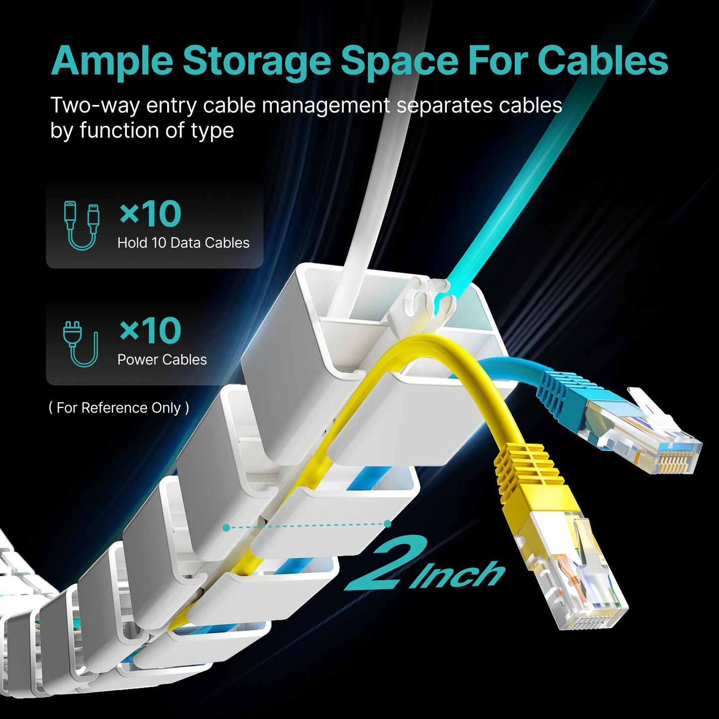 PEGZONE Under Desk Cable Management Spine – Flexible Cable Snake Organizer for Standing Desk, Tool-Free Magnetic Vertebrae Wire Management for 0.4"-2" Table, White