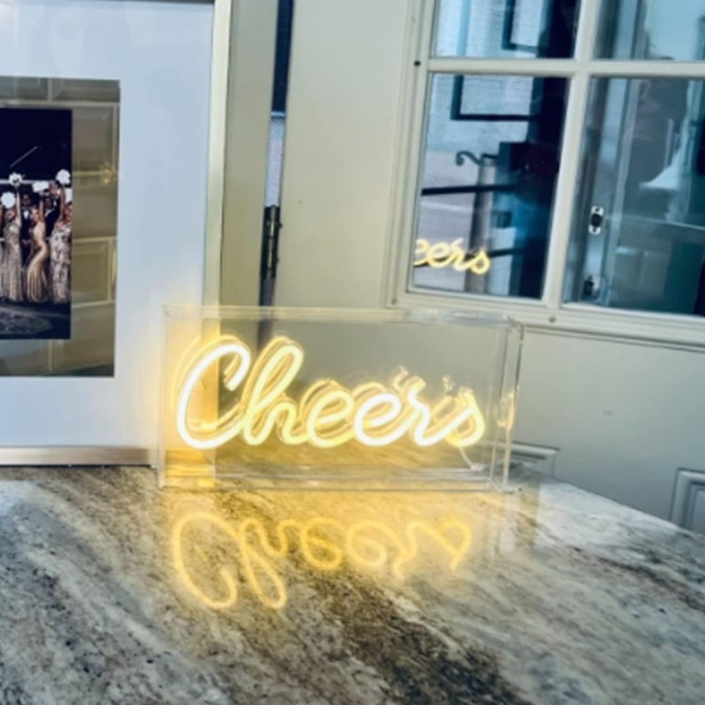 Cheers Neon Sign, LED 3D Art Light Box Cheers Neon Sign for Table Decor, Wall Decor, Bar, Pub, Bachelorette Party USB Powered 11.8x5.9x1.85 Inches (Warm White)