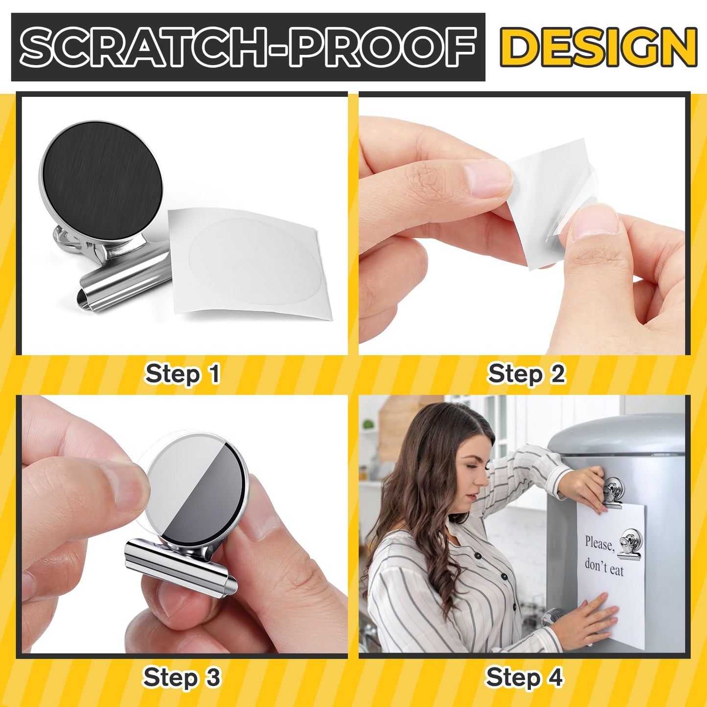 Junarter 60 Pack Magnetic Clips Heavy Duty, Silver Magnet Clips for Fridge, Refrigerator Magnets, Strong Magnetic Clip, Scratch Free Magnets with Clip for Whiteboard, Refrigerator, Locker