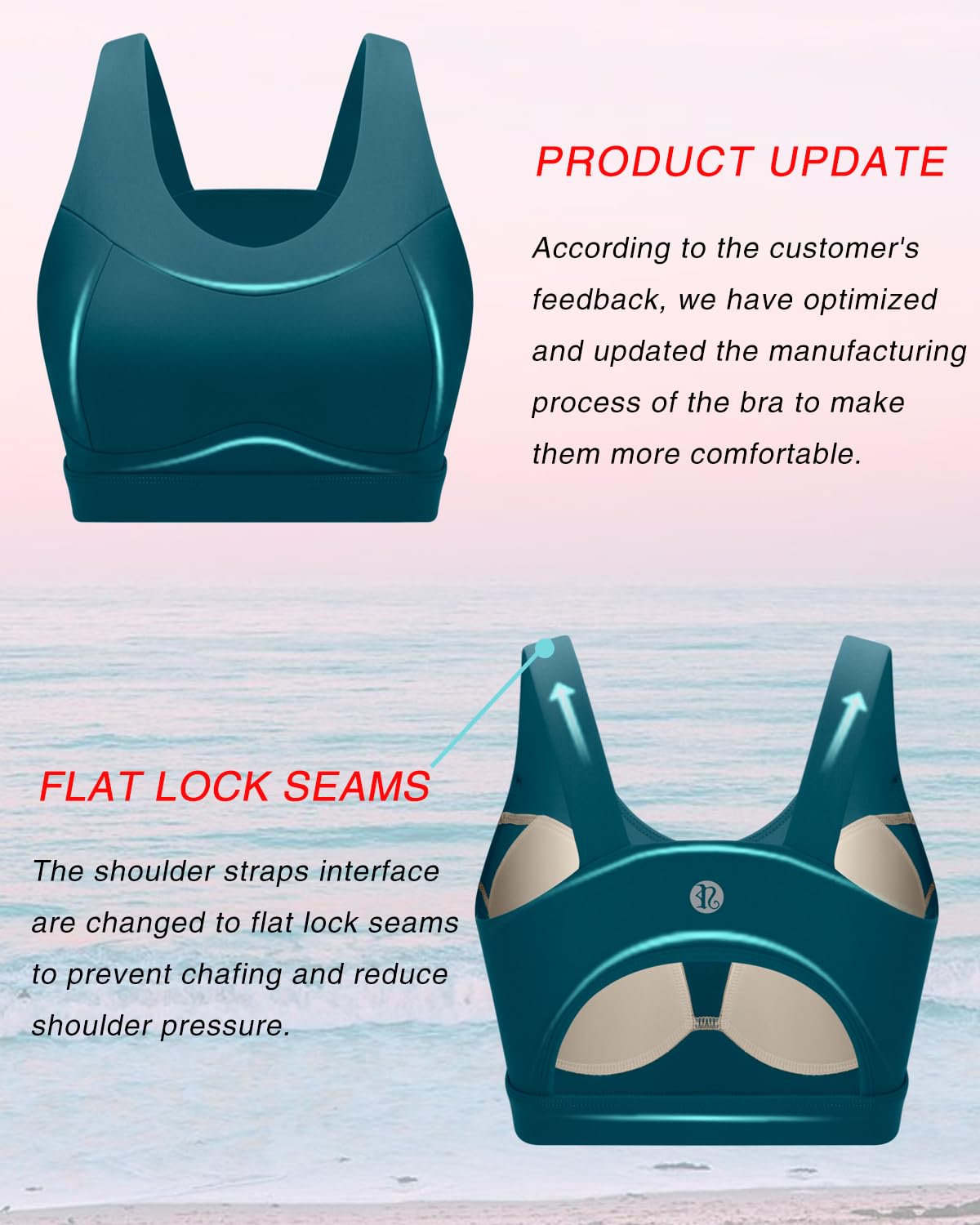 RUNNING GIRL High Impact Sports Bras for Women,Racerback Running Bra Workout Crop Tank Tops Longline Sports Bra Push up(WX2667 Teal XXL)