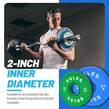 EGLES Change Plates Set 15LB- Green&Blue Rubber-Coated Weight Plates in Pairs, Olympic Bumper Plates, Color-Coded, IWF Standard, Fit 2-Inch Barbells Strength Training Weight Plates Gym & Fitness
