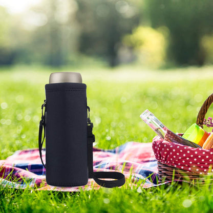 AUPET Water Bottle Sling Bag Carrier Crossbody Sleeve,Insulated Neoprene Bottle Case Holder Pouch Cover 500ML/17oz with Shoulder Strap for Walking Women Men (Pure Black)