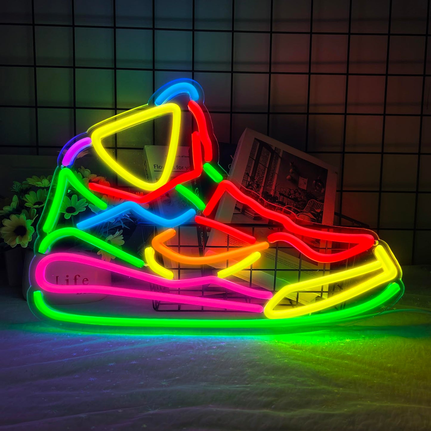 Sneaker Neon Signs for Wall Decor, Sports Shoe LED Light Signs for Home Gameroom, Dimmable Shoes Neon Sign for Teen, Kids, Room Decoration, Birthday Party Gifts 16.54"×11.81"