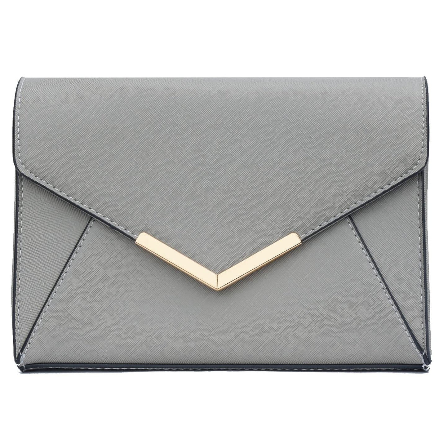 KKXIU Women Elegant Faux Leather Evening Envelope Clutch Purse Foldover Bags for Party Wedding Prom (A-Grey)