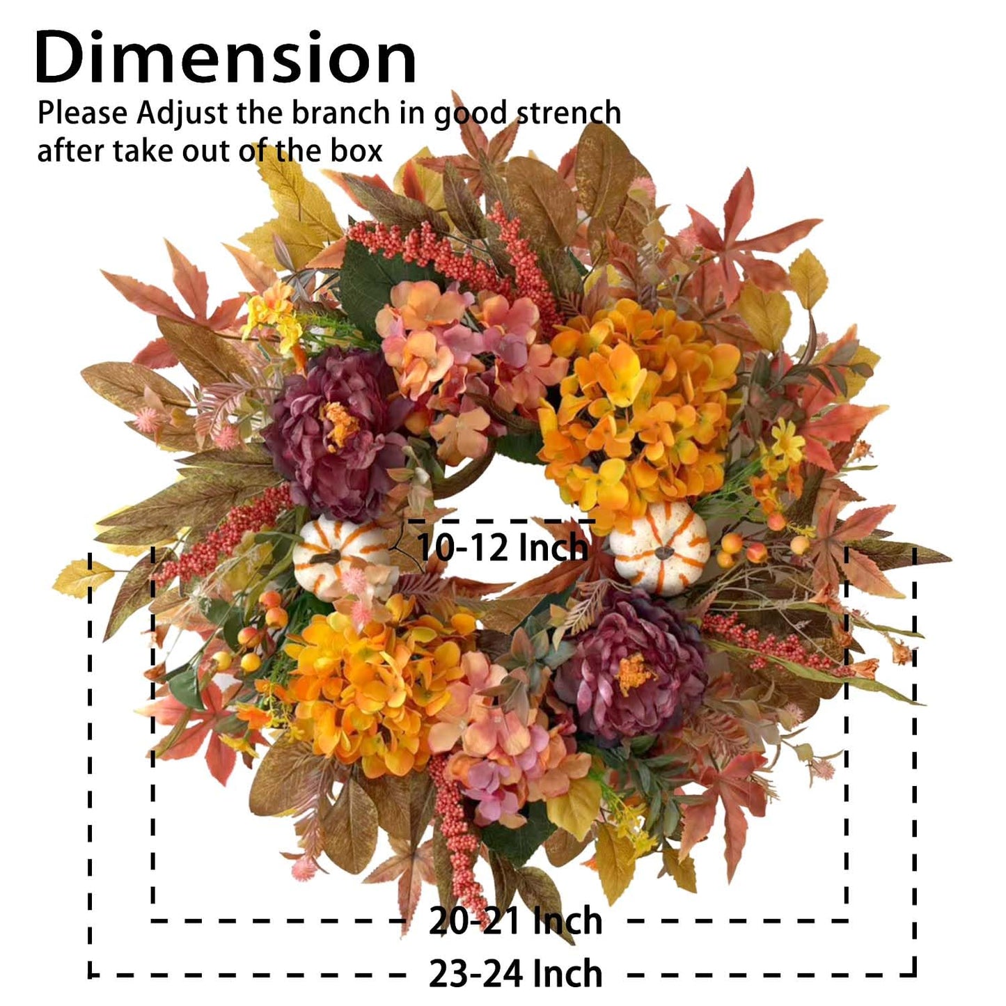 WANNA-CUL 24 Inch Fall Harvest Front Door Wreath Autumn Thanksgiving Decor
