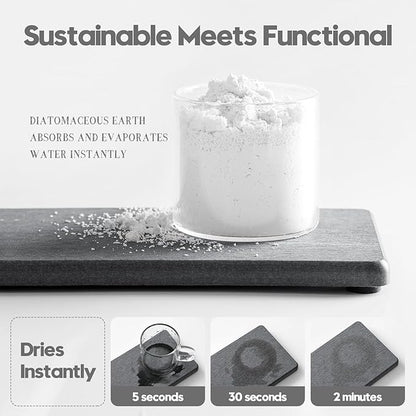 3PCS Water Absorbing Soap Dish Sponge Holder, Diatomite Stone Drying Tray Mat