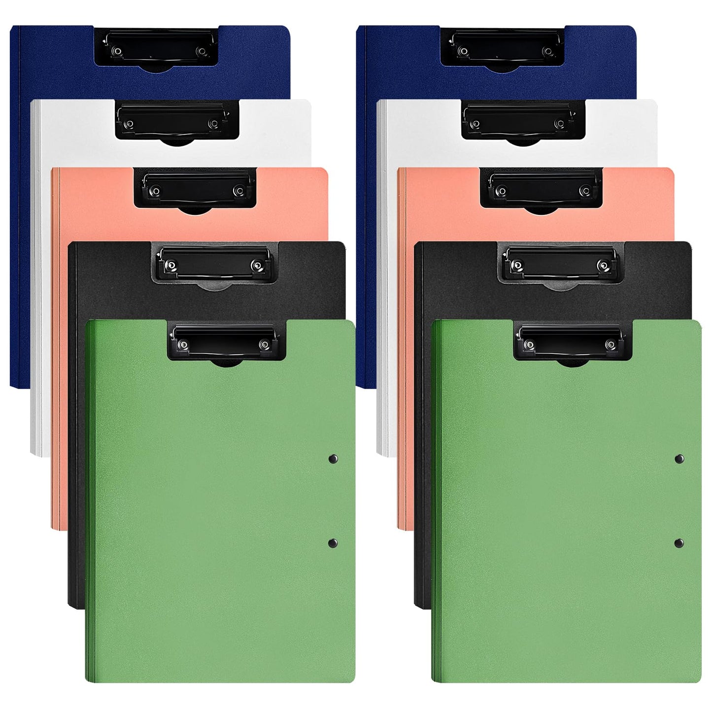 MUYICS 10 Pack Foldable Clipboards, A4 Clipboard Folder, Office Clipboard Folder with Double Clips Metal Clip, Storage Clipboards for Office, School or Medical Field(5 Colors)