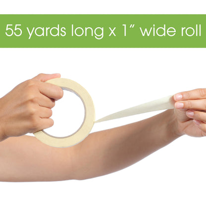 Masking Tape, 1 Inch x 55 Yards, Bulk 20 Pack, White Beige Color, Adhesive Painting Tape, Bulk Pack General Purpose Masking Tape, 20 Rolls x 55 Yards, 1100 Total Yards (20 Pack)