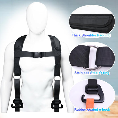 J Bryant Adjustable Squat Harness Vest with Padded Shoulder Support, Quick‑Release Buckle & E‑Hook for Full‑Body Strength Training, Resistance Bands & Board Not Included