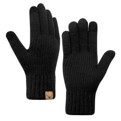 Winter Touchscreen Gloves For Men - Touchscreen Knitted Gloves Thermal Gloves Warm Fleece Lined Elastic Winter Texting Mittens For Running