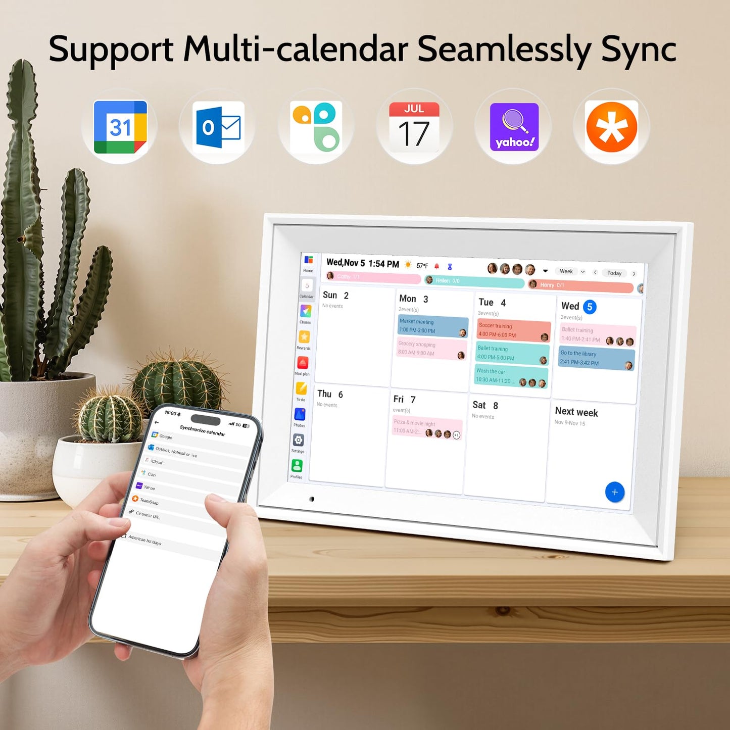 Linkdaze Digital Calendar, 10.1'' Electronic Calendar Chore Chart, Smart WiFi Touchscreen Interactive Family Schedules, Electronic Organizer for Monthly, Weekly and Daily Agenda