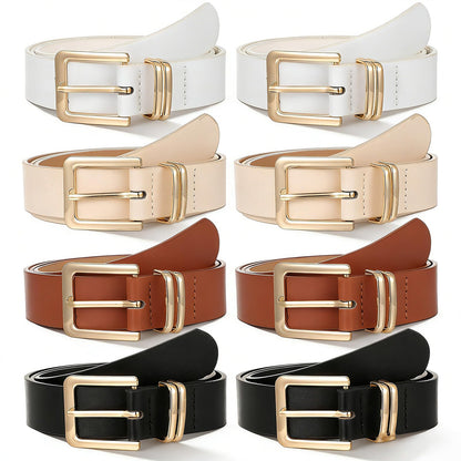 Ckhoid 8 Pcs Womens Leather Belts for Jeans Pants Dresses Fashion Skinny Waist Belts for Women with Gold Buckle (4 Colors)