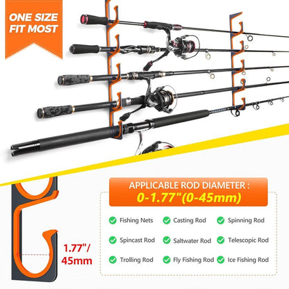 Plusinno Fishing Rod Holder - Horizontal Wall & Ceiling Mount | Aviation Aluminum, Holds Up to 20 Rods