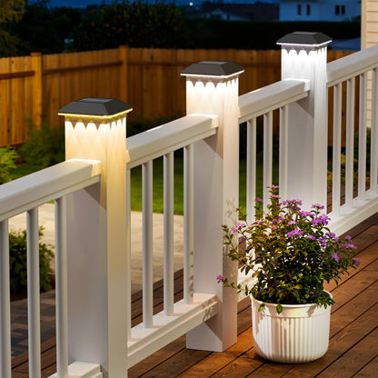 Mlambert 12 Pack Solar Post Cap Lights Outdoor - 3 Lighting Modes Waterproof LED Solar Post Lights Fit 3.5×3.5 Wood/4×4 Vinyl Fence Deck Posts, Black