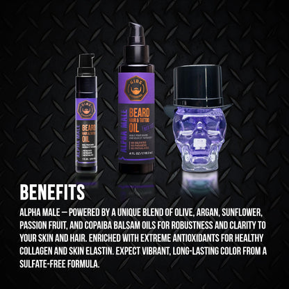 GIBS Beard, Hair & Tattoo Oil - Softens & Strengthens Beard Growth, Moisturizes Skin (4 Scents, 2 Sizes)