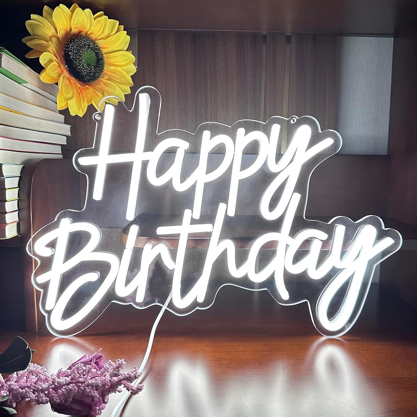 HFHungkeong LED Happy Birthday Neon Night Light for Wall Decor Art Wall Sconce Dimmable Neon Happy Birthday Sign for Birthday Party Home Decor, Bars, Christmas Celebration Occasions USB Powered 5V