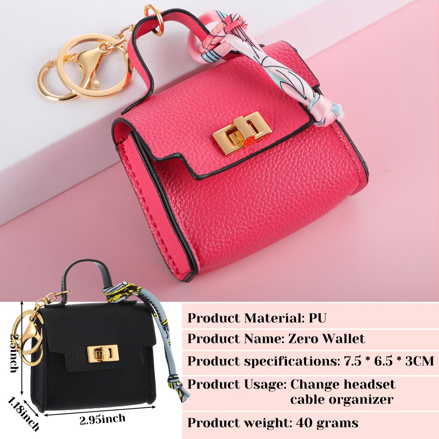 Liliaafar 8 Pcs Mini Backpack Keychain Mini Coin Purses for Women Cute PU Leather Makeup Bag with Keychain, Multi Pocket Card Holder Cable Organizer Giftable Zipper Pouch (Classics)