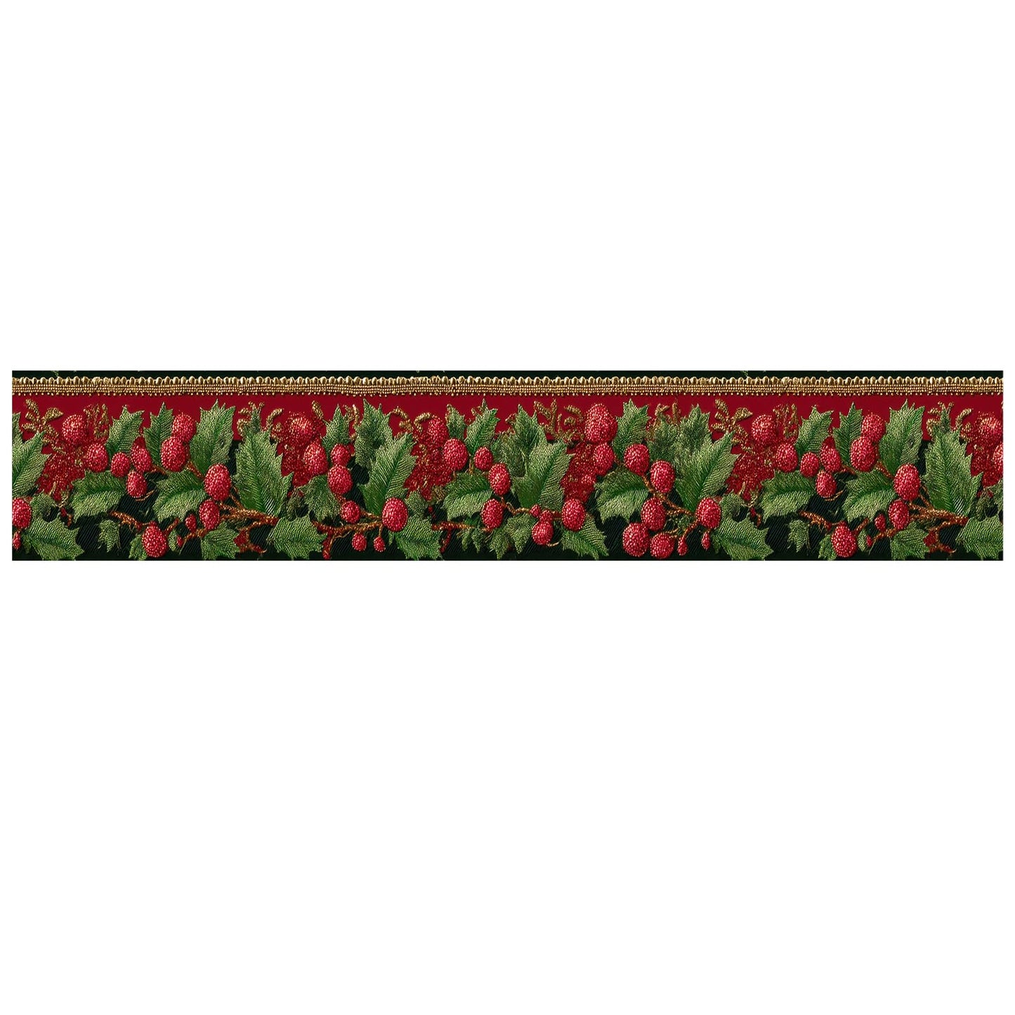 IOHEFY Christmas Red Berry Wallpaper Border 196x4 Inch Peel and Stick Wall Border Self Adhesive Holiday Green Leaf Removable Vinyl Trim for Living Room Bedroom Bathroom Kitchen Cabinet Decoration