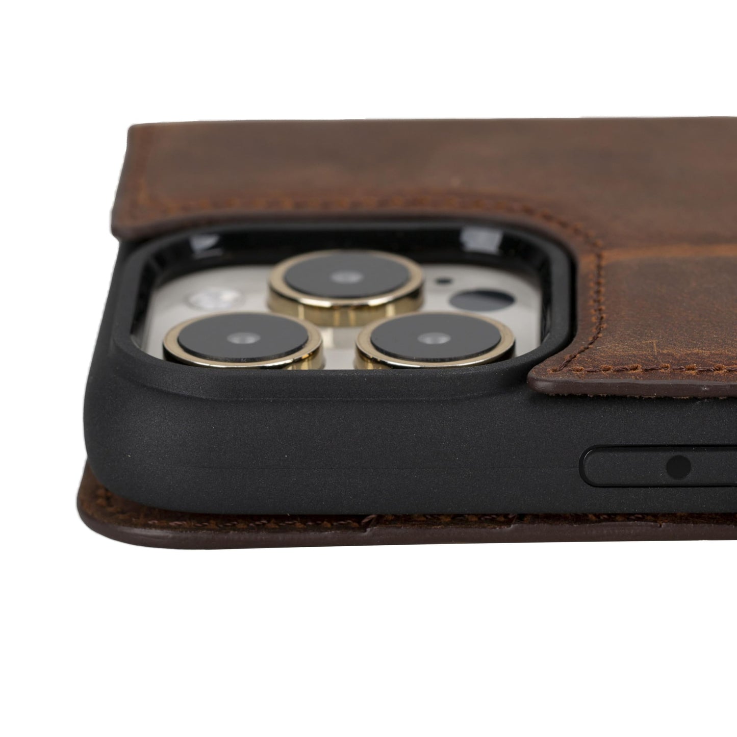 VENOULT Detachable Wallet Case for iPhone 15 Pro MAX, 4 Card Holder Wallet, Man or Women Folio Cover, Compatible with Magsafe, RFID, Genuine Leather, Kick Stand (Vintage Brown)
