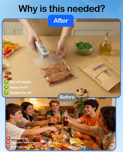 3-in-1 Mini Bag Sealer with Cutter and Magnet,Rechargeable Handheld Bag Sealer,Portable Heat Sealer for Heavy-Duty Plastic Snack & Chip Bags, Food Saver, Kitchen Storage