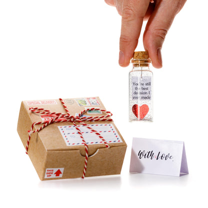 Anniversary Present for Her & Him, Romantic Gift to Boyfriend & Girlfriend, Message in Bottle I Love You Gifts Wife Husband (Heart - You're Still the Best Decision I Ever Made, In Craft Gift Box)