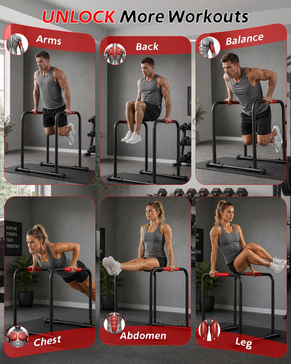Streamnova Dip Bar Station, 1100LBS Heavy-Duty Adjustable Height & Width Parallel Bars with Dual Inner Connectors ltra-Stable Settings & Non-Slip Feet for Home Gyms, Upper Body & Core Training