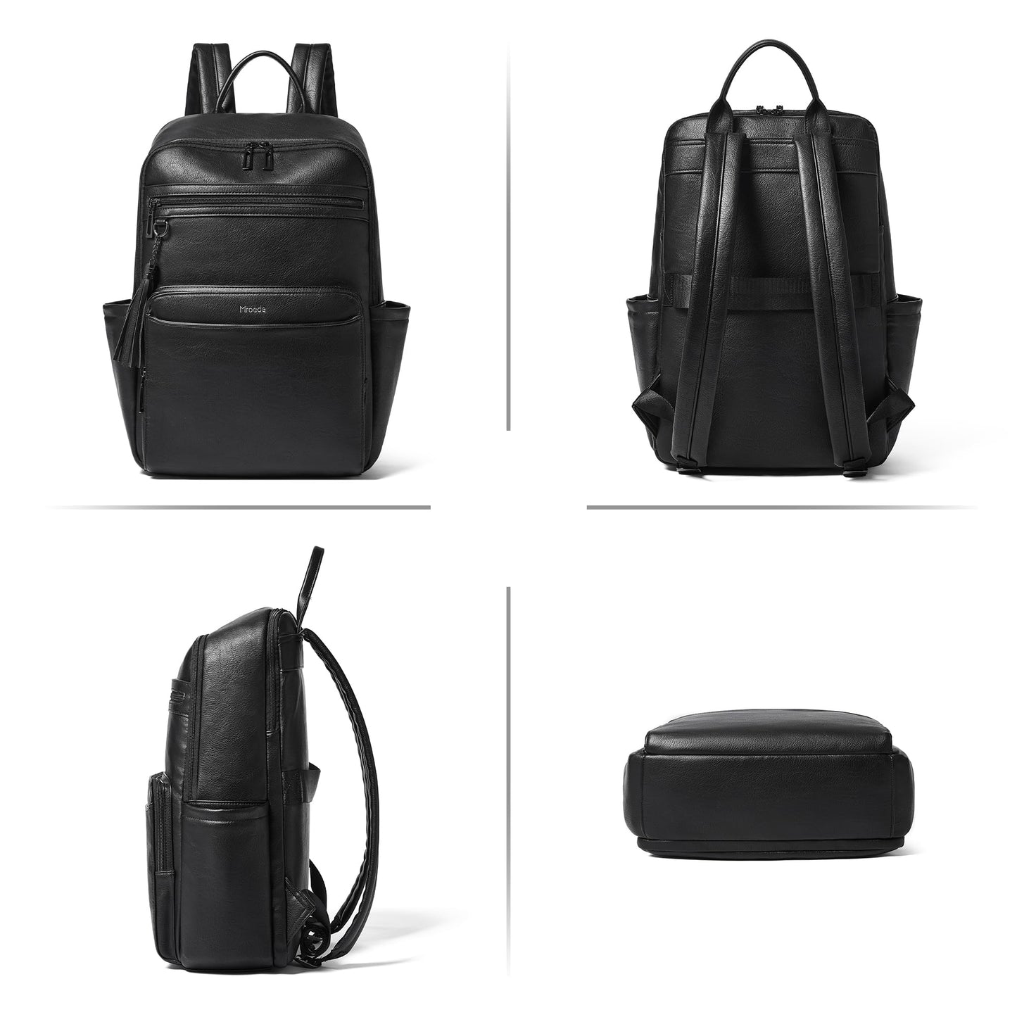 Mroede Laptop Backpack for Women,Leather Backpack with 15.6 inch Laptop Compartment,Large Capacity Computer Backpacks Purse,Carry-on Travel Backpacks,Casual Daypack for Work Business College,Black