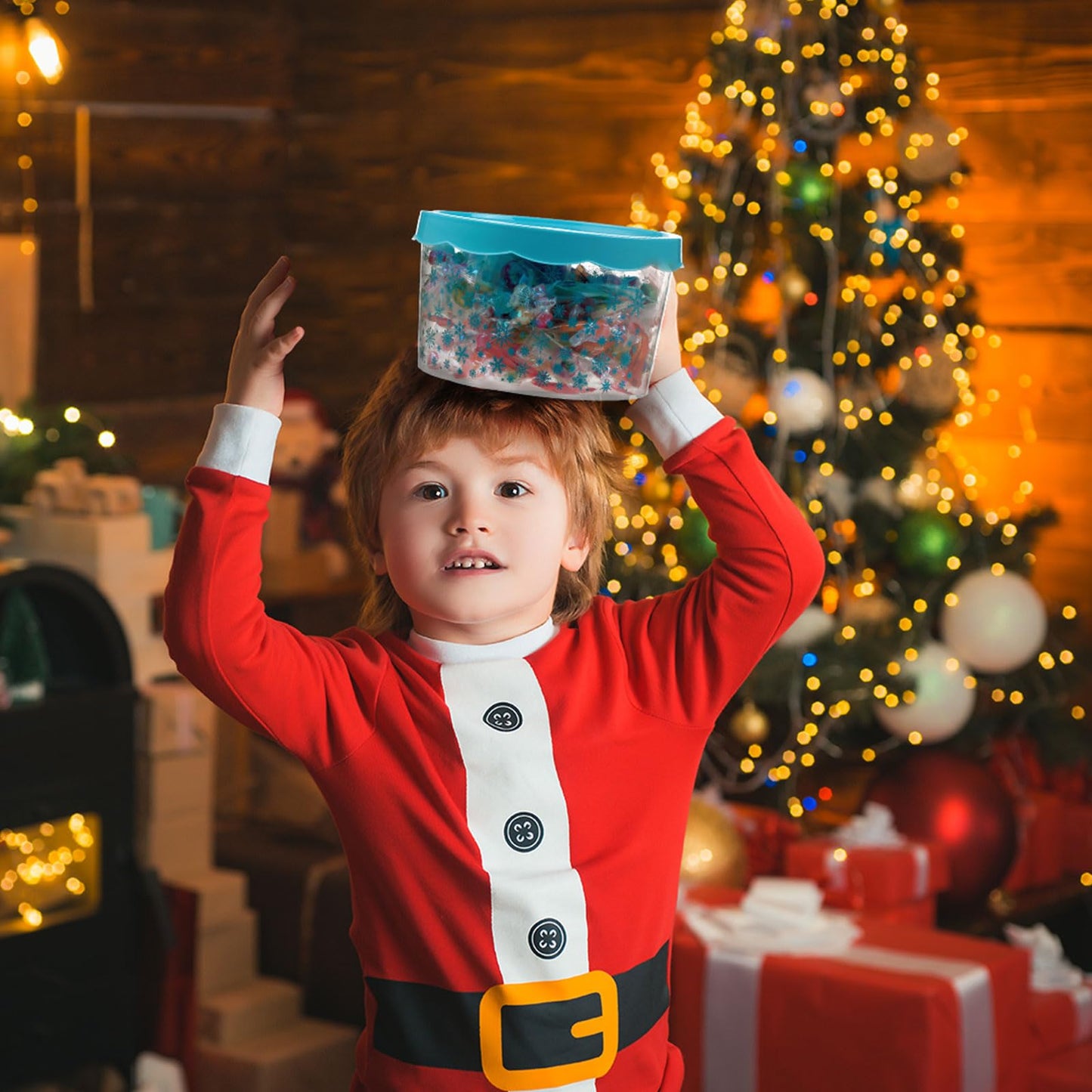 Barydat 6 Pcs Christmas Cookie Containers Plastic Jar Storage Buckets with Lid Christmas Gingerbread Snowflake Decorative Cookie Tins Xmas Winter Snack Containers for Xmas Winter Holiday Party Supply