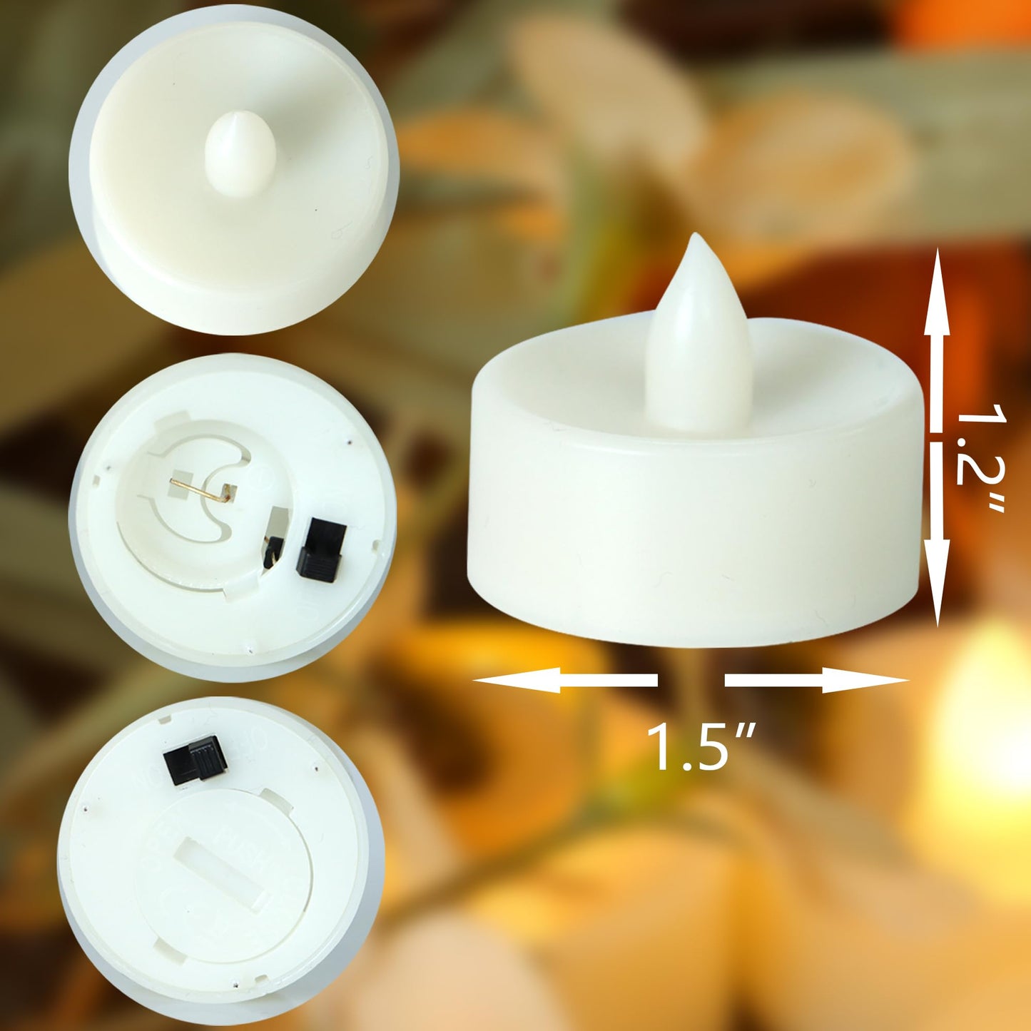 CANDLE CHOICE Color Changing Battery Operated Flameless Tea Lights Bright Flickering LED Tealight Candles Wedding Table Centerpieces Halloween Thanksgiving Christmas Decorations Batteries Incl 24 Pack