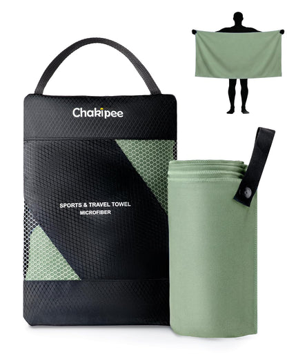 Chakipee Quick Dry Microfiber Towel Travel, Beach & Camping Towels. Fast Drying, Super Absorbent & Ultra Compact for Travel, Bath, Gym, Swimming, 1 Pack, 60''x30'' Army Green