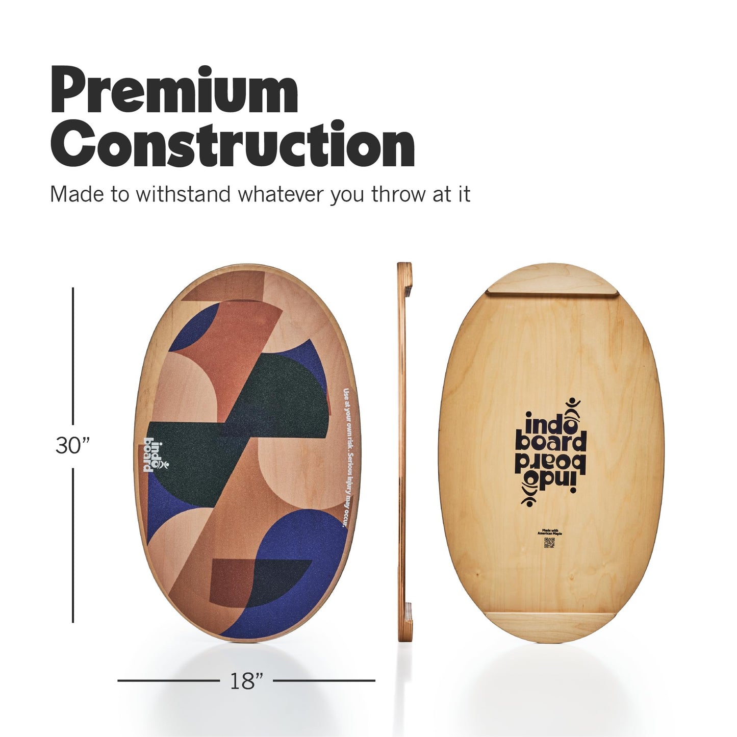 The Original Indo Board - Balance Board Trainer for Core Strength, Stability & Athletic Performance - Surfing, Skateboarding, Snowboarding, Yoga, Physical Therapy & More. Includes Board and Roller. "Cuby" Design.