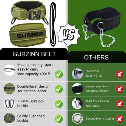 Weight Lifting Belt with Quick Lock & 39.37" Dip Rope | 2-in-1 Dip Belt for Squat, Pull Up, Deadlift | Heavy Duty 400 LBS Gym Belt for Men & Women