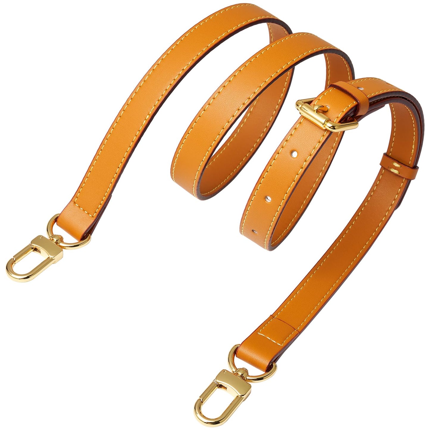 BMBMLV Vachetta Genuine Leather Adjustable Genuine Leather Crossbody Straps Replacement (Honey brown)