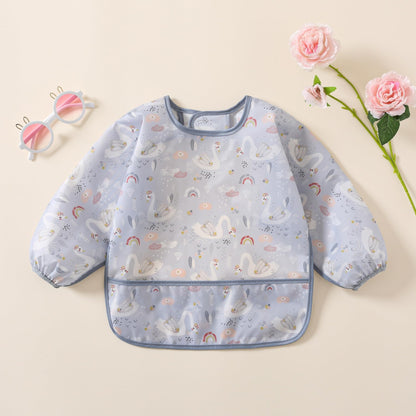 YeeLauf Sleeved Bib,5 Pack,Waterproof Shirt Bibs for Baby 3-24 Months Wipe Clean