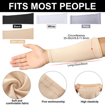 Eurzom 4 Pairs Arm Protection Sleeve for Men Women Sun Forearm Arm Protector Cover Sleeve for Sports Skin Gardening Work(9 Inch Long)