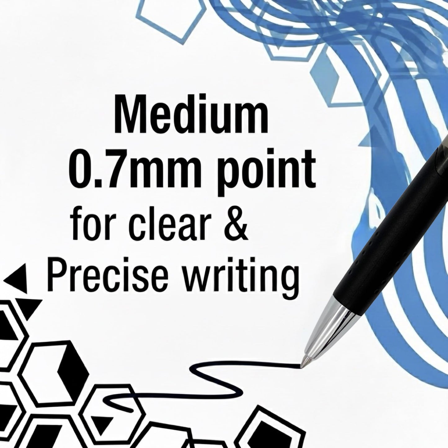 AKVINQ® Élan Gel Pens 12-Pack, 0.7mm Medium Point, Retractable Gel Ink Pen – Premium Chrome Finish, Black Ink, Smudge-Resistant, Unique Comfort Grip, Office & School Writing