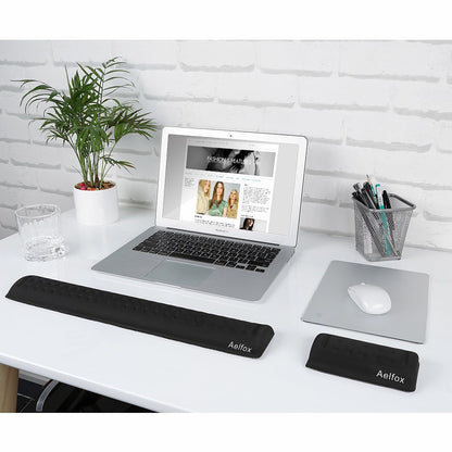 Keyboard Wrist Rest & Mouse Wrist Rest Set, Memory Foam Ergonomic Wrist Pad for Computer Keyboard Laptop Wrist Support, Arm Rest for Desk Accessories in Home Office School(Black)
